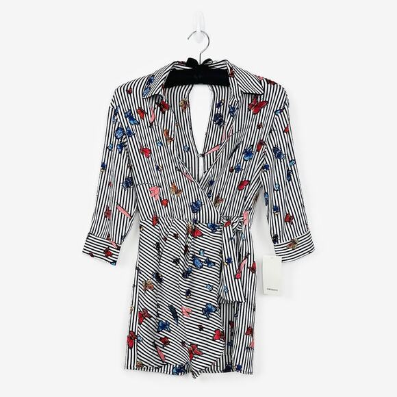 Zara Butterfly Romper Size XS Striped Casual Chic Playful Summer Vacation - Picture 1 of 4